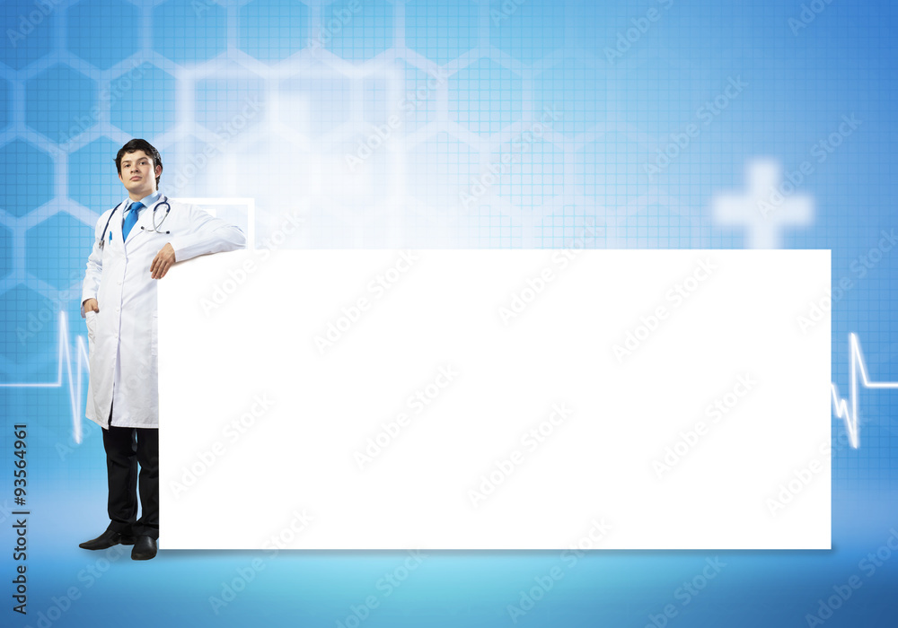 Doctor with banner Doctor with banner