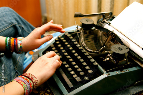 Typing text with an old typemachine