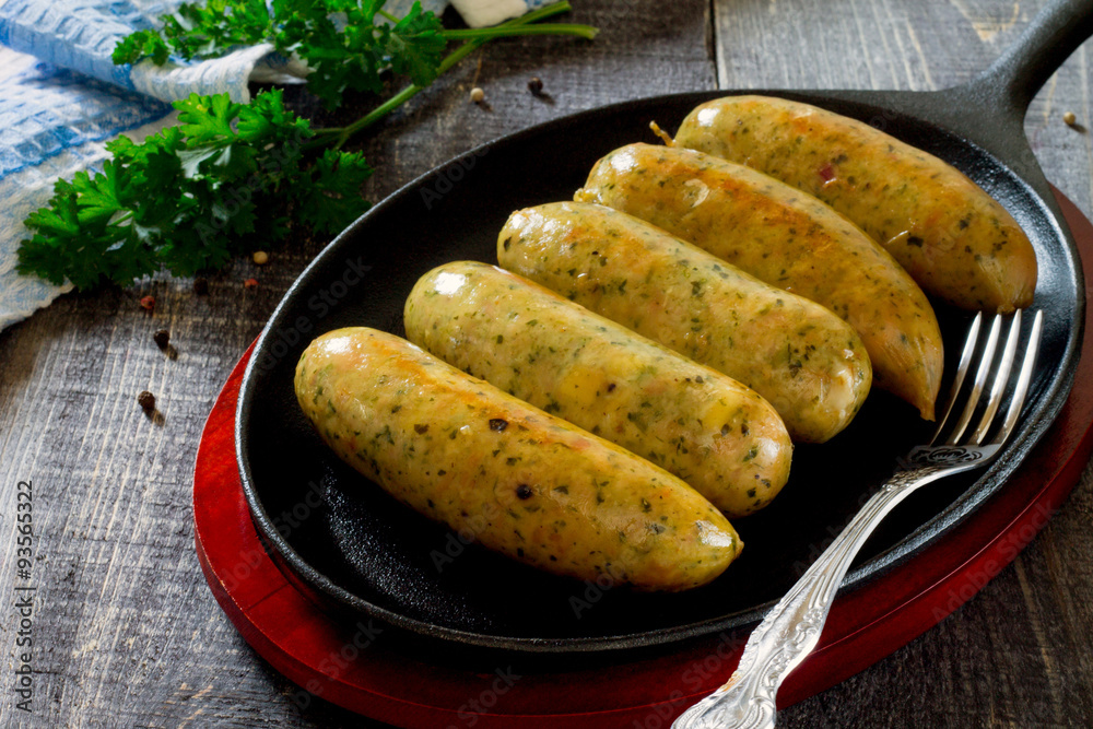 Grilled sausage with cheese and herbs, hot dish BBQ Grilled sausage with cheese and herbs, hot dish BBQ