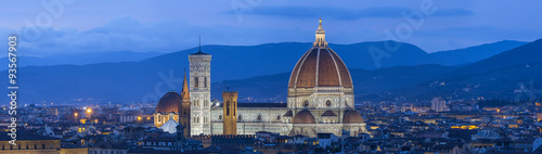 panorama of old church and belfry in Florence in Italy