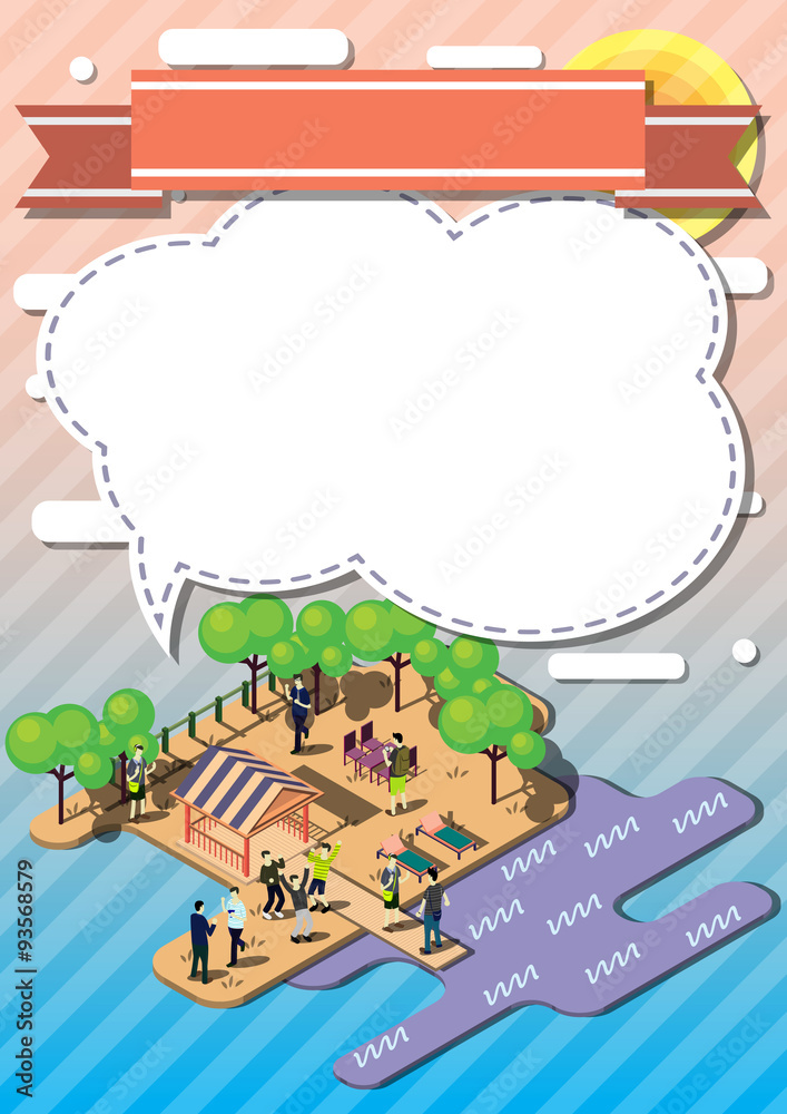 illustration of info graphic urban park concept in isometric graphic