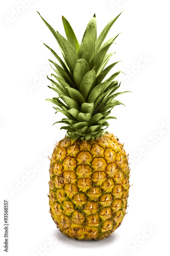 A whole pineapple against a white background.