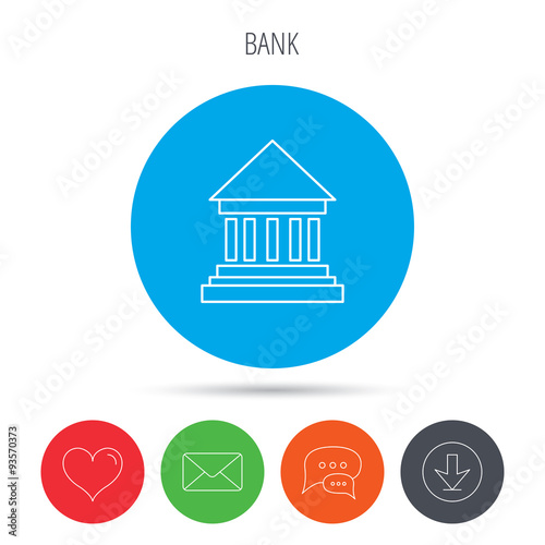Bank icon. Court house sign.