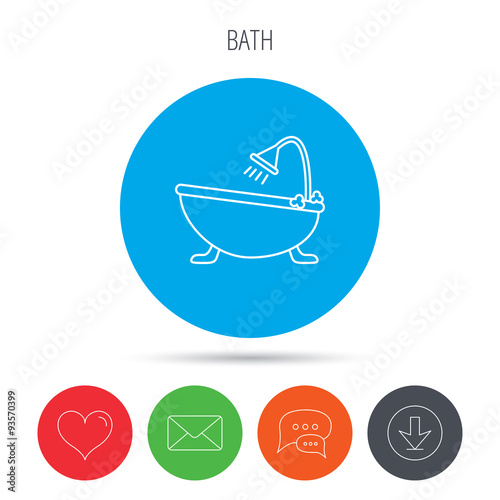Bathroom icon. Bath with shower sign.
