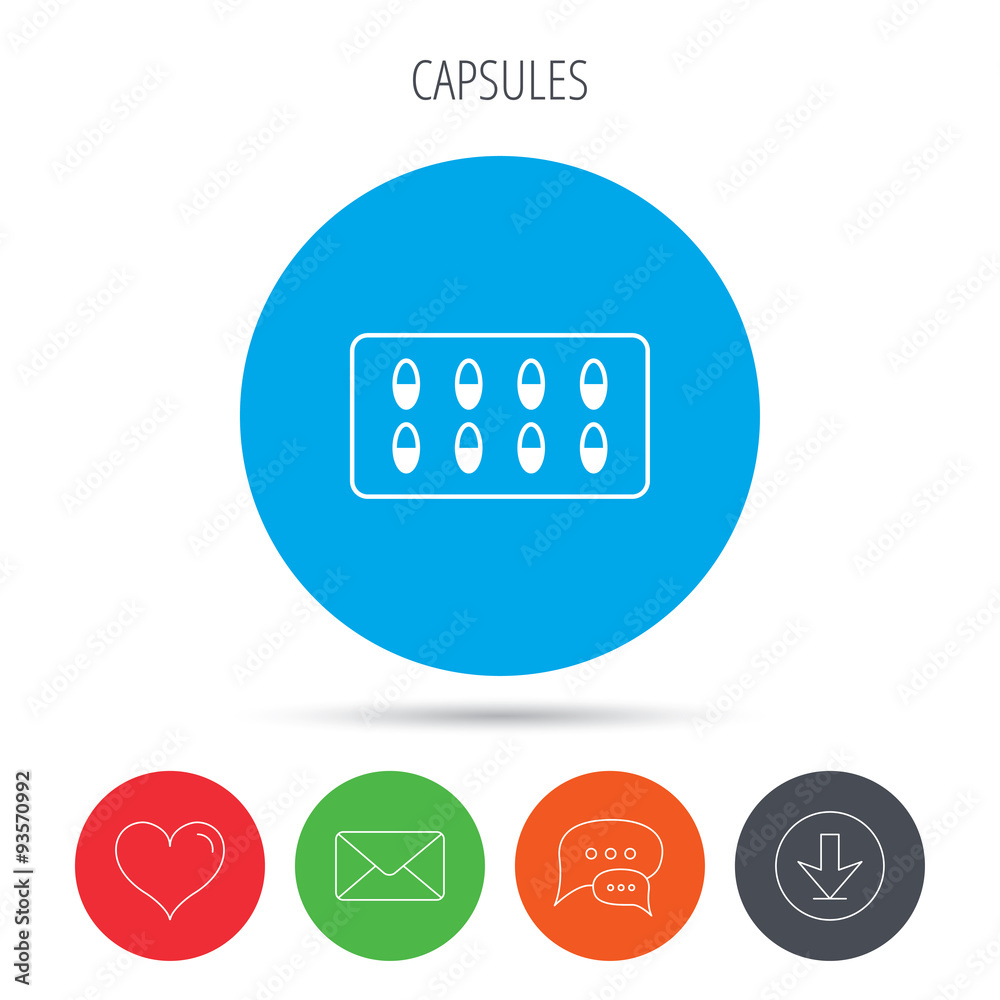 Medical capsules icon. Medicine drugs sign. Medical capsules icon. Medicine drugs sign.