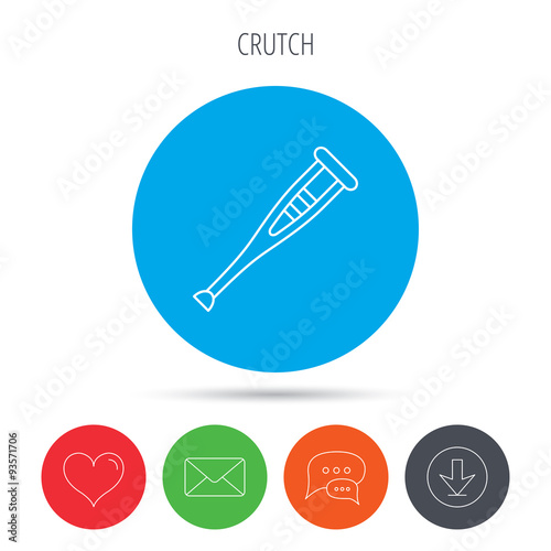 Crutch icon. Orthopedic therapy sign.