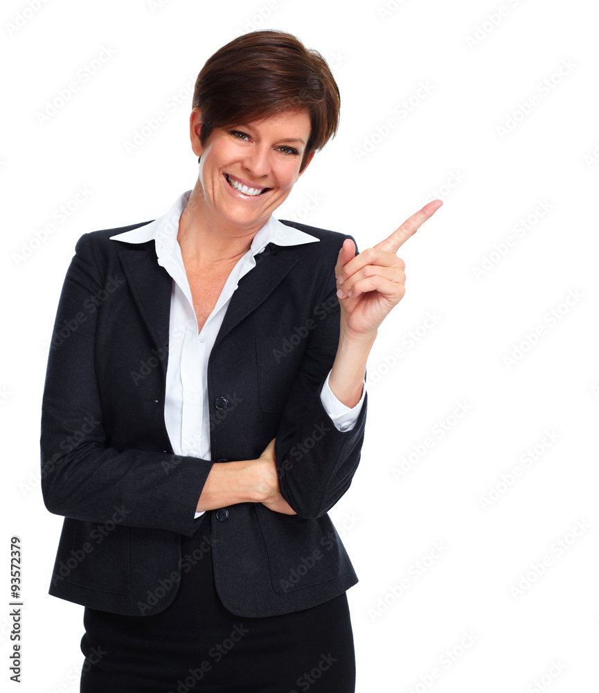 Beautiful business woman showing copy space. Beautiful business woman showing copy space.