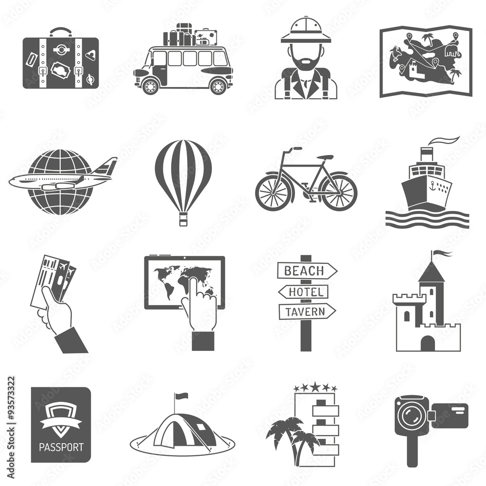 Travel Icons Black Set