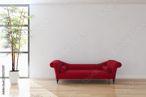 Soggiorno con divano rosso photo