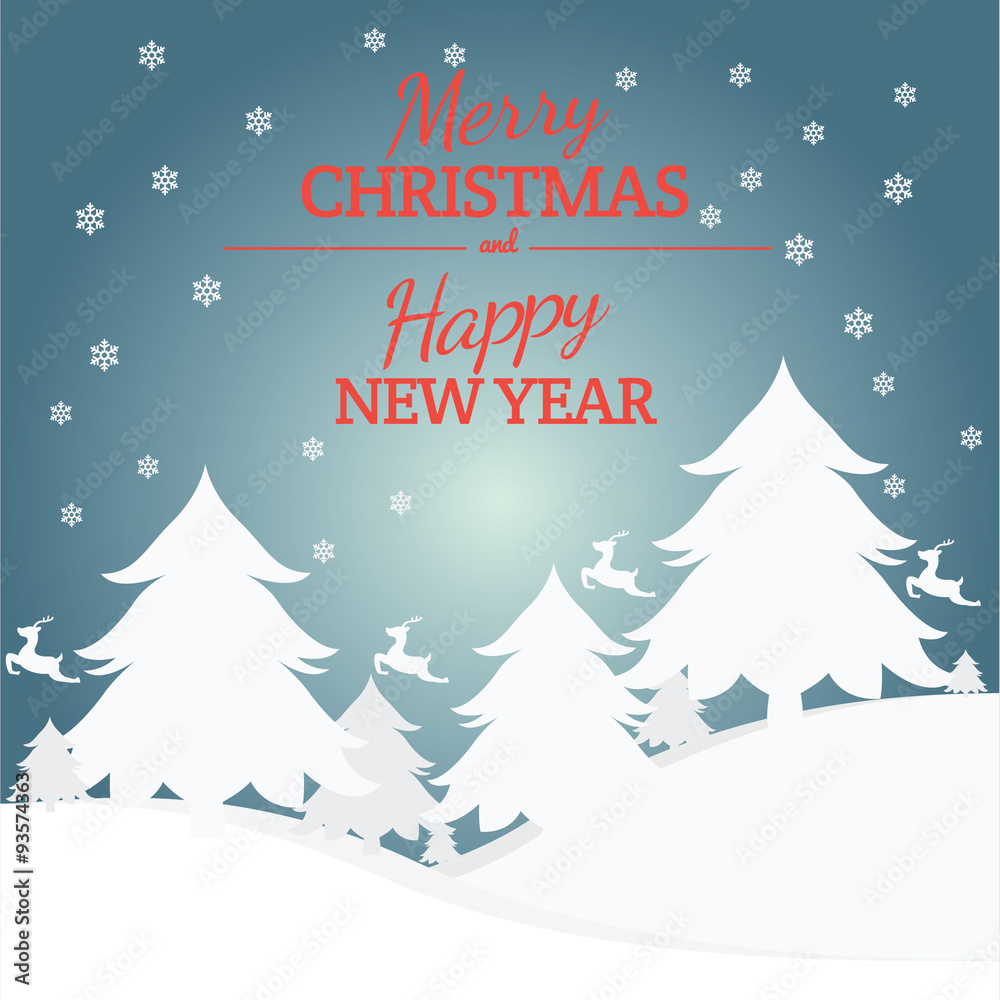 Merry Christmas Landscape. Vector Merry Christmas Landscape. Vector