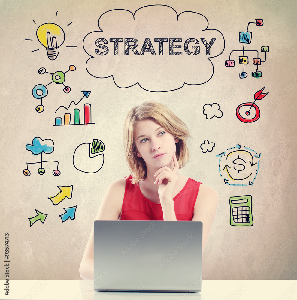 Strategy concept with young woman Strategy concept with young woman