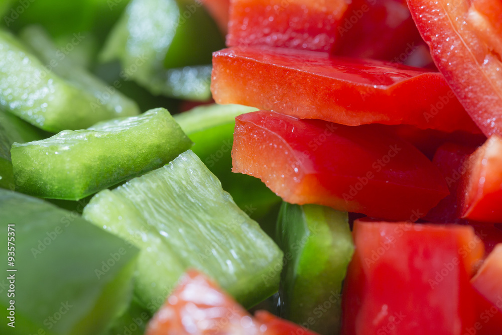 Raw fresh healthy diet peppers cut close up Raw fresh healthy diet peppers cut close up