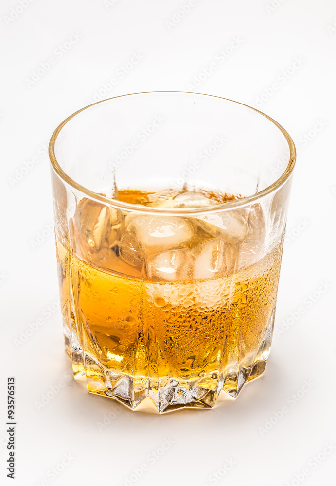 Glass of whiskey and ice 