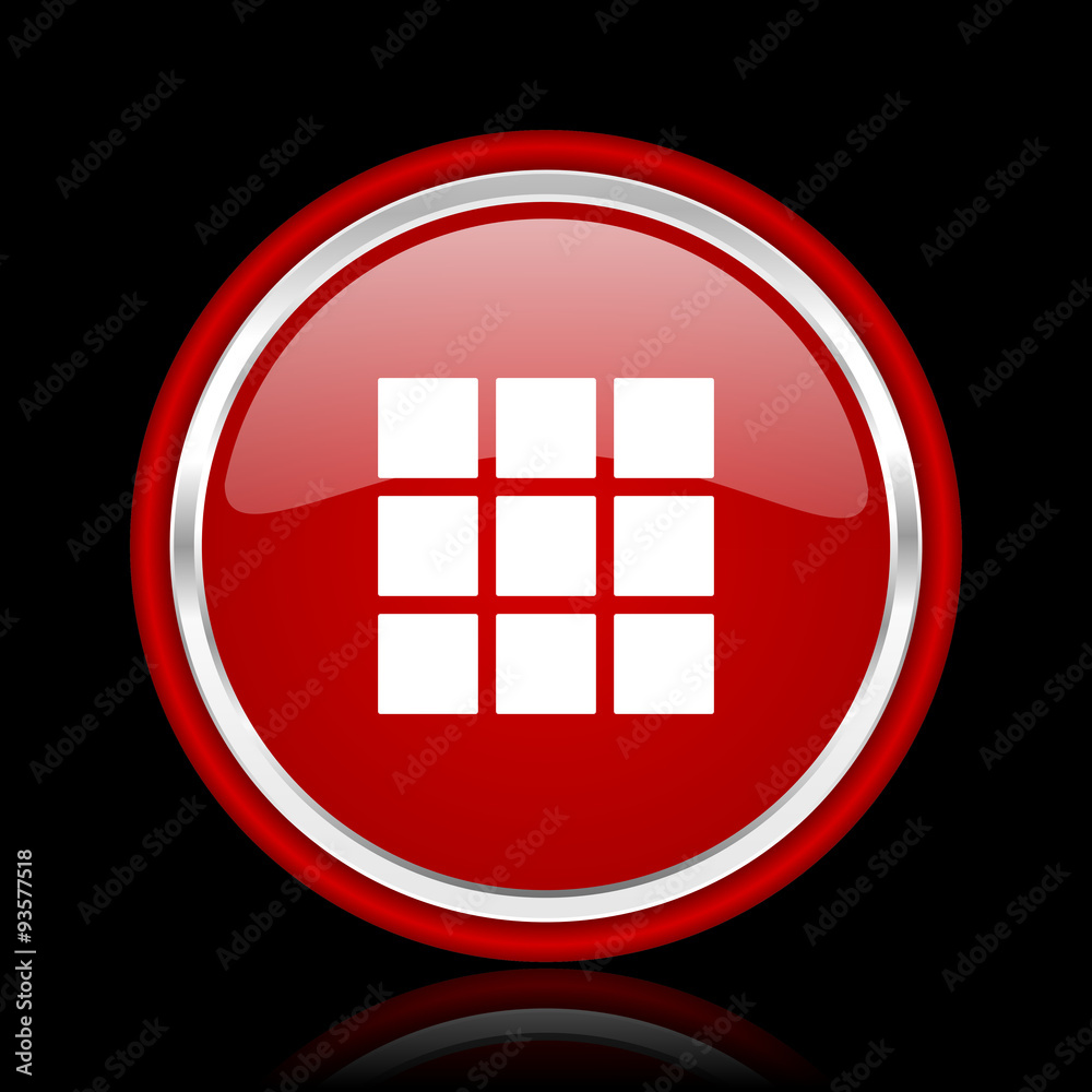 Obraz premium thumbnails grid red glossy cirle web icon on black bacground