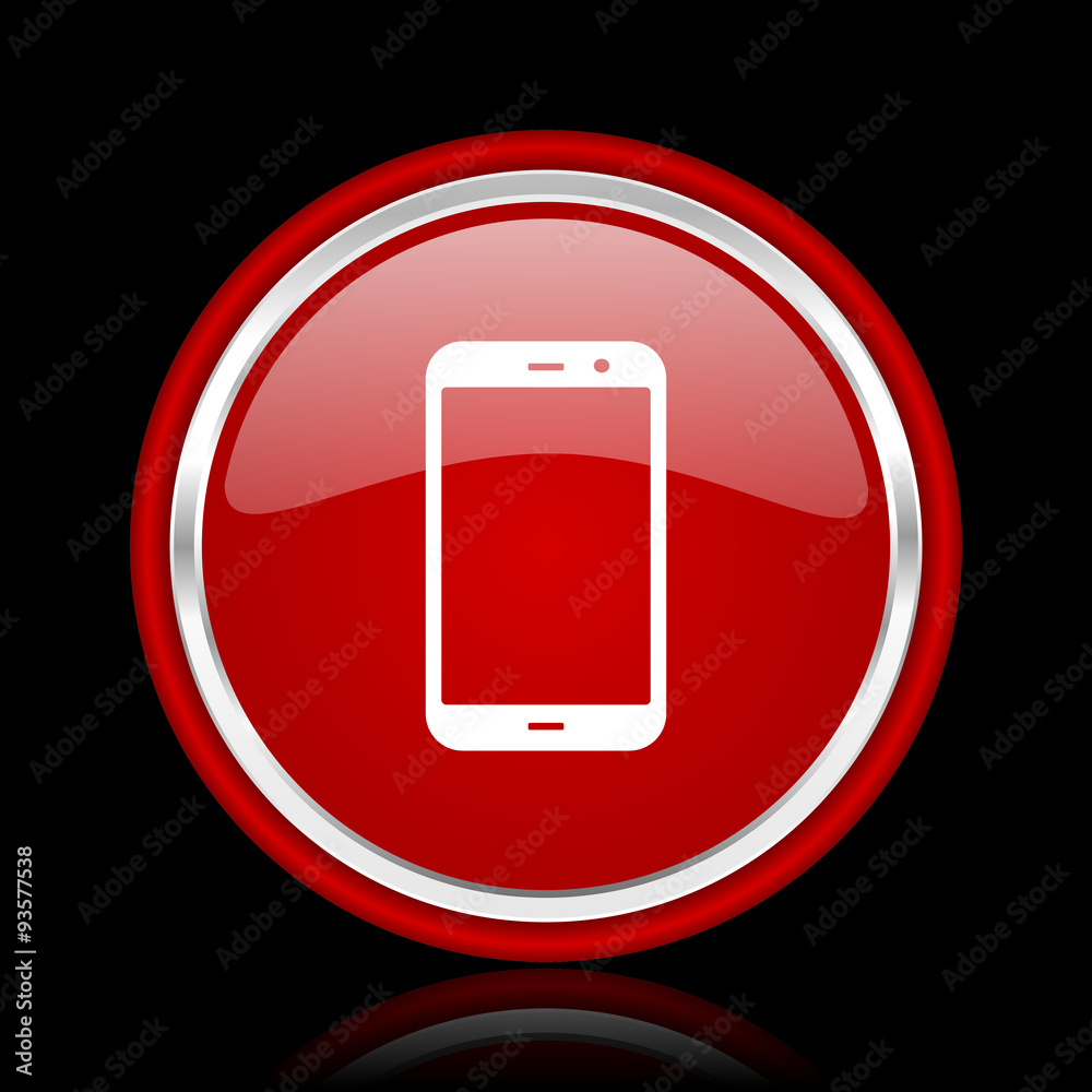smartphone red glossy cirle web icon on black bacground smartphone red glossy cirle web icon on black bacground