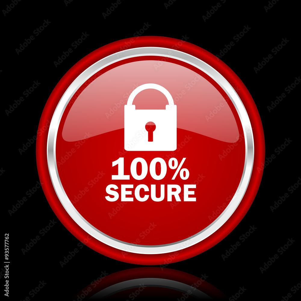 secure red glossy cirle web icon on black bacground secure red glossy cirle web icon on black bacground