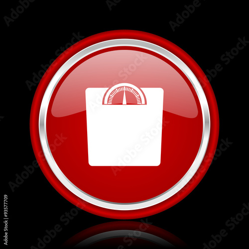 weight red glossy cirle web icon on black bacground