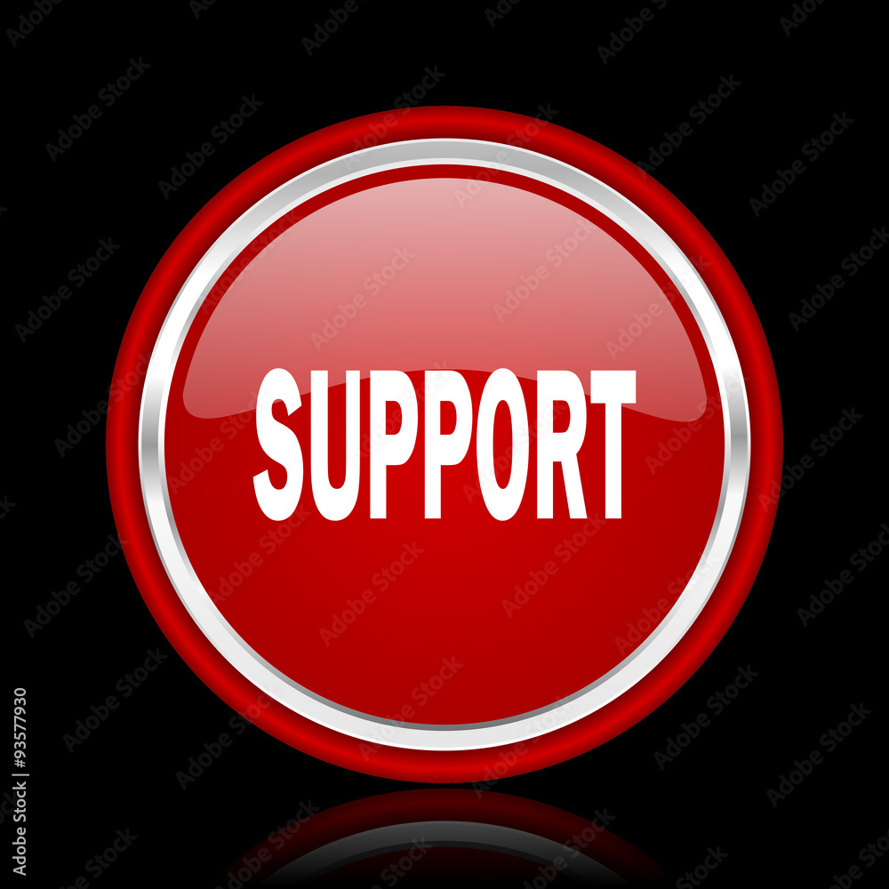 support red glossy cirle web icon on black bacground support red glossy cirle web icon on black bacground