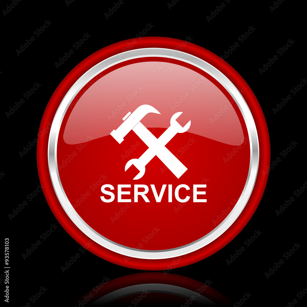 service red glossy cirle web icon on black bacground service red glossy cirle web icon on black bacground