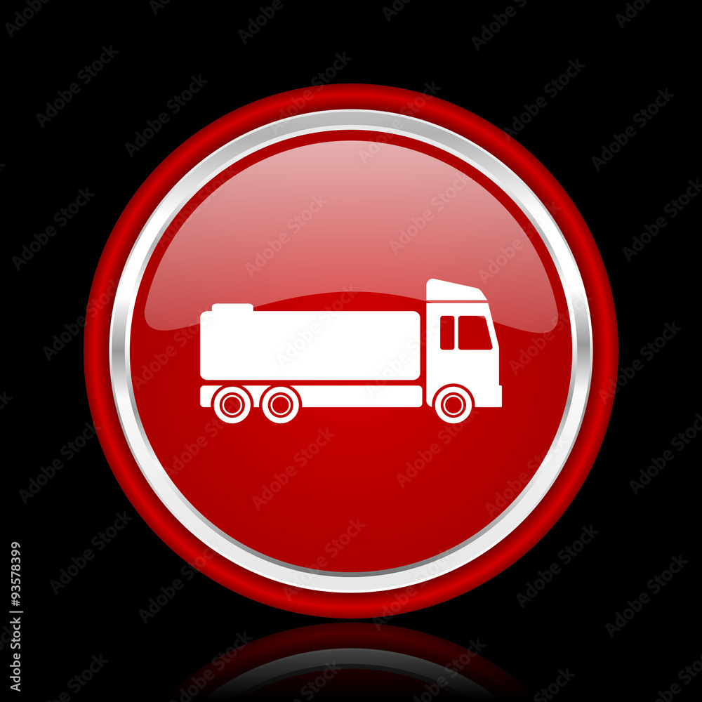 truck red glossy cirle web icon on black bacground truck red glossy cirle web icon on black bacground