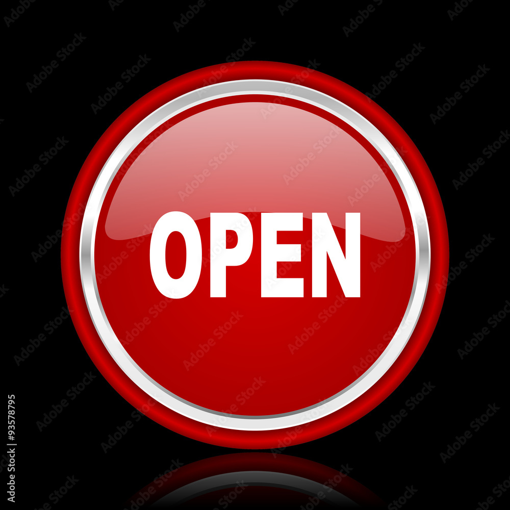 open red glossy cirle web icon on black bacground open red glossy cirle web icon on black bacground