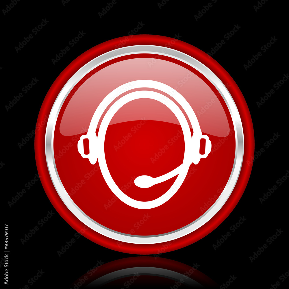 customer service red glossy cirle web icon on black bacground customer service red glossy cirle web icon on black bacground