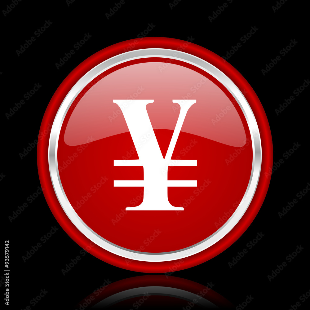 yen red glossy cirle web icon on black bacground yen red glossy cirle web icon on black bacground