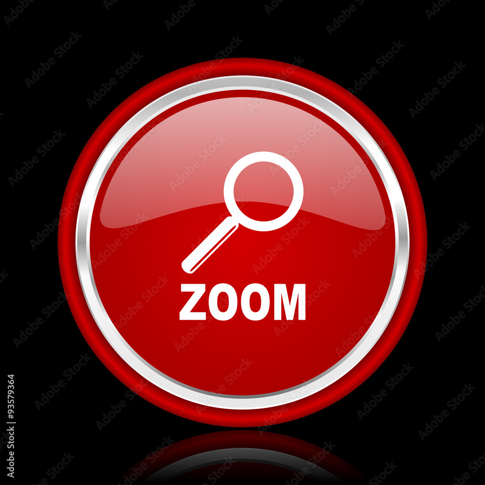 zoom red glossy cirle web icon on black bacground zoom red glossy cirle web icon on black bacground