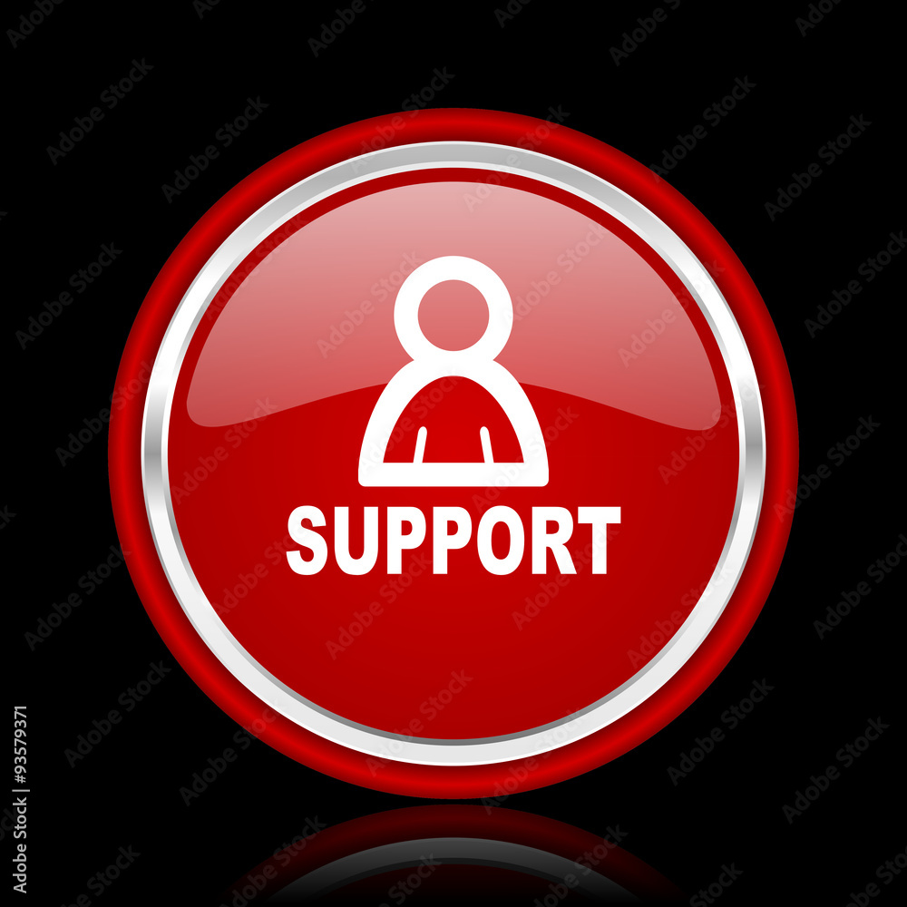 support red glossy cirle web icon on black bacground support red glossy cirle web icon on black bacground