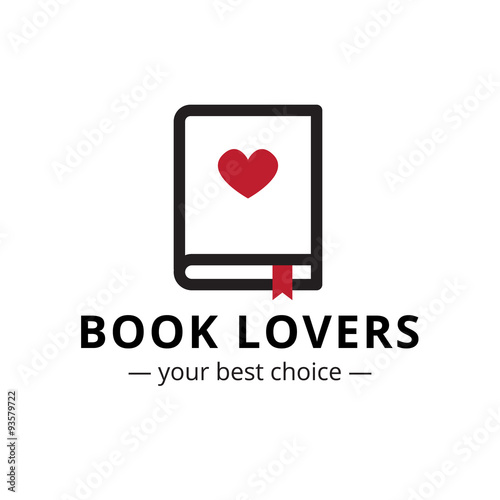 Vector trendy minimalistic line style book with heart logo