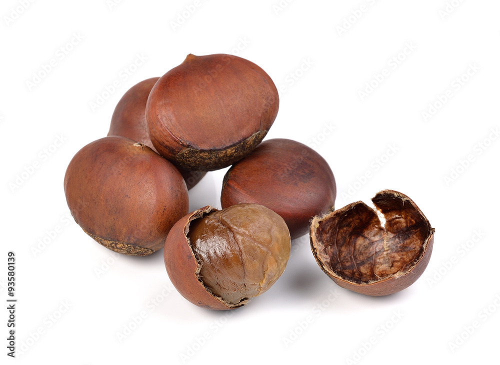 Obraz premium chestnuts on white background