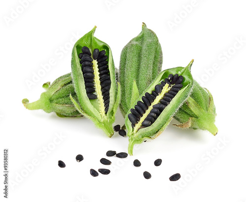 Black Sesame Seeds isolated on white background.