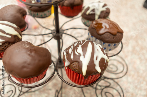 Great delicate presentation of delicious chocolate cupcakes
