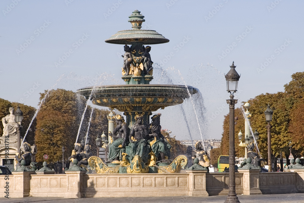 Fountain in the Place de la Concorde representing navigation.Paris, France