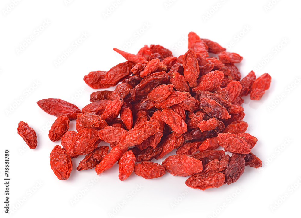Dried goji berries, isolated on white background Dried goji berries, isolated on white background