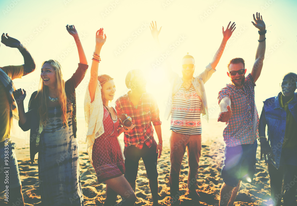 Obraz premium Teenagers Friends Beach Party Happiness Concept