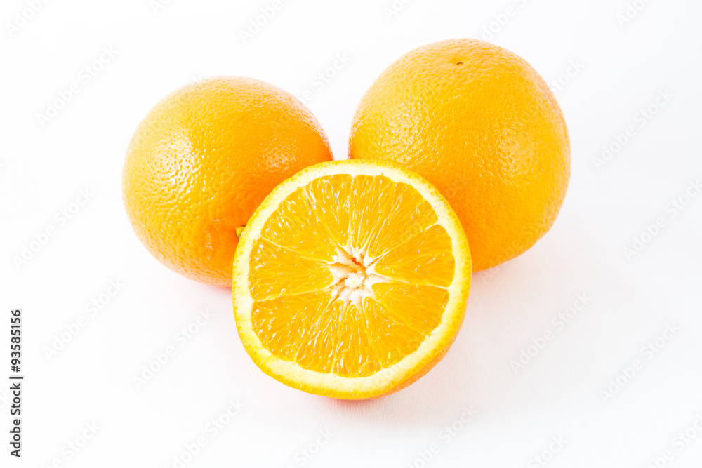 Orange fruit on white background, fresh and juicy. Orange fruit on white background, fresh and juicy.