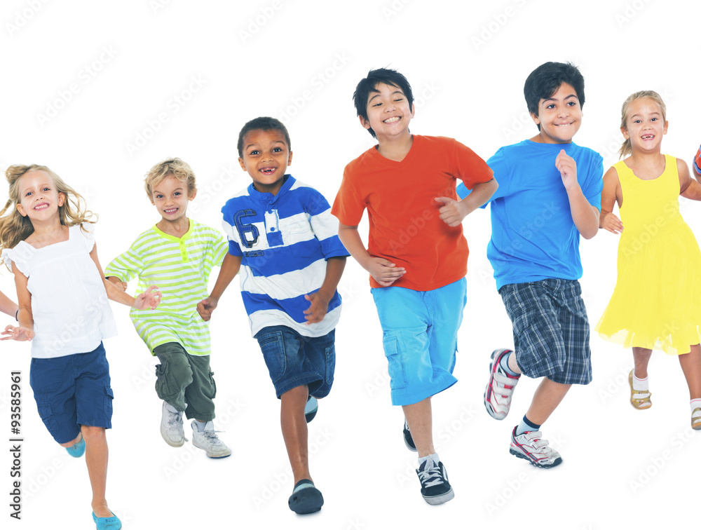 Obraz premium Children Running Playing Together Enjoyment Cute Concept