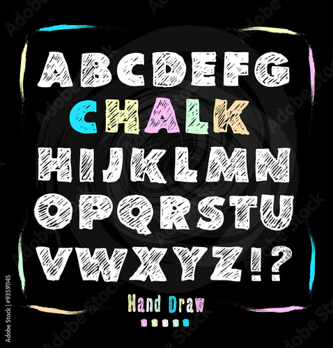 Chalkboard font. Hand draw alphabet.