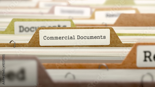 Commercial Documents Concept. Folders in Catalog.