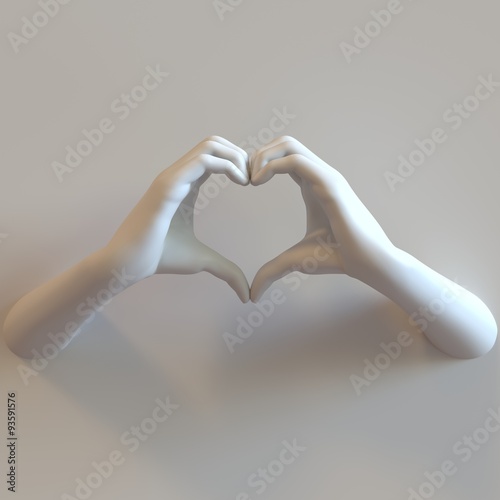 Love Heart Hands. 2 white mannequin hands posed to form a heart shape.
