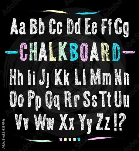 Chalkboard font. Hand draw alphabet.
