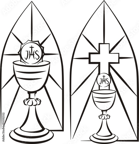 chalice on the background of steined glass