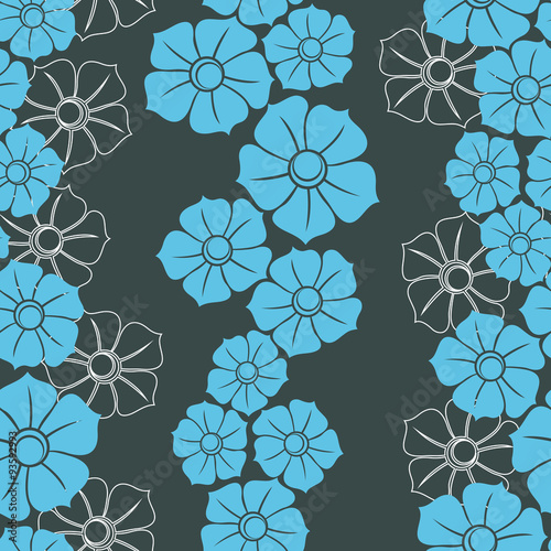 seamless Wallpaper with blue flowers