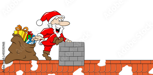 Weihnachtsmann bei der Arbeit auf einem Dach