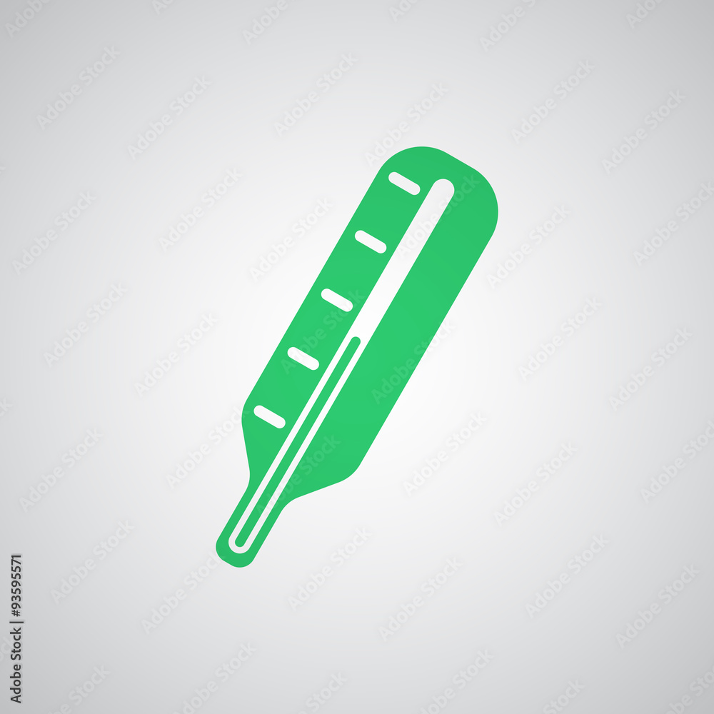 Flat green Thermometer icon Flat green Thermometer icon