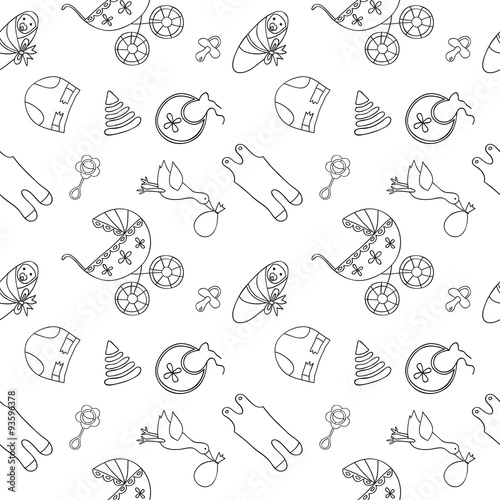 Monochrome baby seamless pattern.