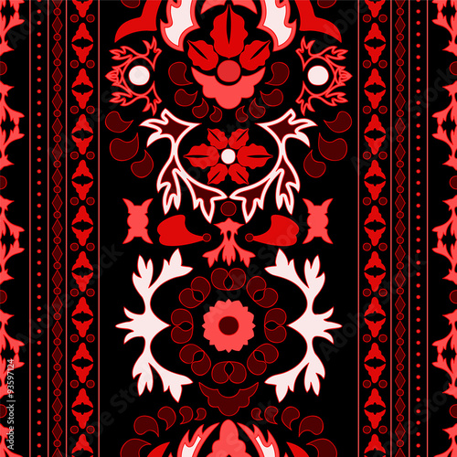 stock vector seamless floral oriental doodle pattern. border