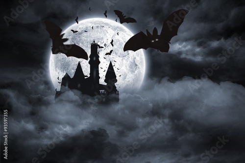 Bats flying from draculas castle