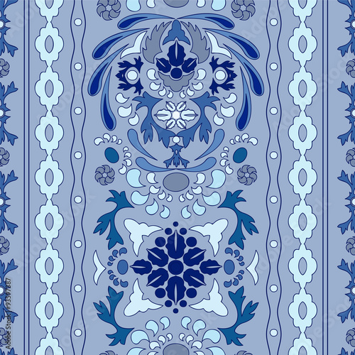 stock vector seamless floral oriental doodle pattern. border